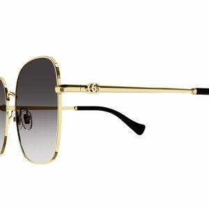 Gucci Gold and Black Aviator Sunglasses